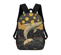 sinyumoney Zaino scolastico stampato in 3D per bambini in oro x cervo zaino scolastico per bambini, borsa da viaggio, borsa per libri alla moda, grande capienza, Whale Leaping Into Stars, 17"