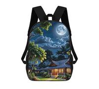 sinyumoney Zaino scolastico stampato in 3D per bambini in oro x cervo zaino scolastico per bambini, borsa da viaggio, borsa per libri alla moda, grande capienza, Tropical Night Landscape With Full