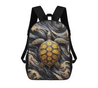 sinyumoney Zaino scolastico stampato in 3D per bambini in oro x cervo zaino scolastico per bambini, borsa da viaggio, borsa per libri alla moda, grande capienza, Oro X Turtle, 17"