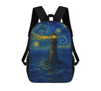 sinyumoney Zaino Scolastico Stampato in 3D Per Bambini Lighthouse Under Starry Night Sky Zaini Per Bambini 17inch Per Ragazzi E Ragazze Borse Per Libri Borsa Scolastica Per Bambini