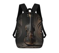 sinyumoney Zaino scolastico stampato in 3D per bambini magici Frogs Pixel Art grande capacità, ideale per i viaggi, alla moda e casual, Violin Music Art, 17"