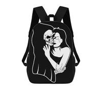 sinyumoney Zaino scolastico stampato in 3D per bambini Moscow City Snippet Zaino scolastico per bambini, borsa da viaggio, borsa per libri alla moda, grande capienza, Donna Death Love Abbraccio I, 17"