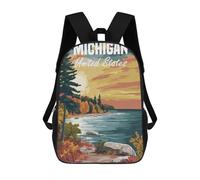 sinyumoney Zaino scolastico stampato in 3D per bambini Mountain Fuji Waterfall Night Japanese Cherry Blossom, grande capacità, ideale per i viaggi, alla moda e casual, Michigan Landscape, 17"