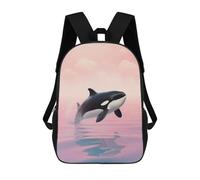 sinyumoney Zaino Scolastico Stampato in 3D Per Bambini Orca Breaching in Pink Sky Zaini Per Bambini 17inch Per Ragazzi E Ragazze Borse Per Libri Borsa Scolastica Per Bambini