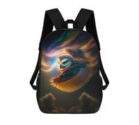 sinyumoney Zaino scolastico stampato in 3D per bambini The Cosmic Turtle Zaino scolastico per bambini, borsa da viaggio, borsa per libri alla moda, grande capienza, Gufo In Cosmic Flight, 17"