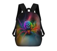 sinyumoney Zaino scolastico stampato in 3D per bambini The Cosmic Turtle Zaino scolastico per bambini, borsa da viaggio, borsa per libri alla moda, grande capienza, Rainbow Spider Web Art, 17"