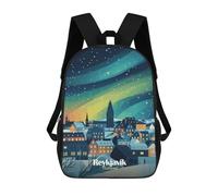 sinyumoney Zaino scolastico stampato in 3D per bambini Washington DC Charm USA Zaino scolastico per bambini, borsa da viaggio, borsa per libri alla moda, grande capienza, Reykjavik Northern Lights, 17