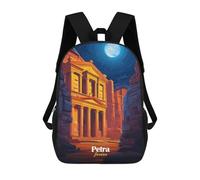 sinyumoney Zaino scolastico stampato in 3D per bambini Washington DC Charm USA Zaino scolastico per bambini, borsa da viaggio, borsa per libri alla moda, grande capienza, Petra, Jordan Night View, 17"