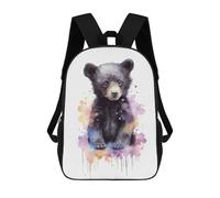 sinyumoney Zaino scolastico stampato in 3D per bambini Watercolor Husky Painting di grande capacità, borsa da viaggio, zaino alla moda per bambini, zaino casual, Watercolor Baby Black Bear, 17"