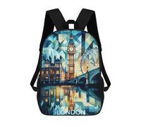 sinyumoney Zaino scolastico stampato in 3D per bambini Whale in Red Japanese Landscape, grande capacità, ideale per viaggi, alla moda e casual, Abstract Cubist London Skyline With Iconic la, 17"