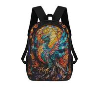 sinyumoney Zaino Scolastico Stampato in 3D Phoenix Stained Glass Zaino Per Bambini, Borsa Per Libri, Zainetti Carini, Impermeabile, Alla Moda, Casual, Per Bambini 17inch