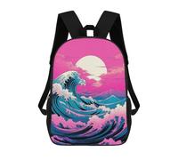 sinyumoney Zaino Scolastico Stampato in 3D Pink Sunset Wave, Borse Per Libri 17inch, Zaini Alla Moda, Zaini Di Grande Capacità, Zaini Da Viaggio Per Bambini