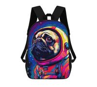 sinyumoney Zaino Scolastico Stampato in 3D Pug Spaceman Pixel Art Zaino Per Bambini, Borsa Per Libri, Zainetti Carini, Impermeabile, Alla Moda, Casual, Per Bambini 17inch