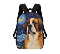 sinyumoney Zaino Scolastico Stampato in 3D Saint Bernard Starry Night Zaino Per Bambini, Borsa Per Libri, Zainetti Carini, Impermeabile, Alla Moda, Casual, Per Bambini 17inch