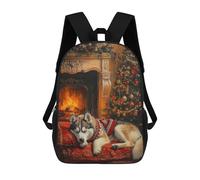 sinyumoney Zaino Scolastico Stampato in 3D Sleeping Husky Dog by Fireplace Christmas Scene Zaino Per Bambini, Borsa Per Libri, Zainetti Carini, Impermeabile, Alla Moda, Casual, Per Bambini 17inch
