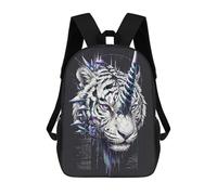 sinyumoney Zaino Scolastico Stampato in 3D Tiger Code Zaino Per Bambini, Borsa Per Libri, Zainetti Carini, Impermeabile, Alla Moda, Casual, Per Bambini 17inch