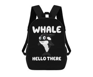 sinyumoney Zaino Scolastico Stampato in 3D Whale Hello There, Borse Per Libri 17inch, Zaini Alla Moda, Zaini Di Grande Capacità, Zaini Da Viaggio Per Bambini