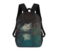 sinyumoney Zaino Scolastico White Kitten by The Pond Zaino Per Ragazzi E Ragazze Borsa Per La Scuola Borsa Per L'università Borsa Da Viaggio Borsa Da Lavoro 17inch