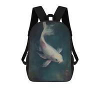 sinyumoney Zaino Scolastico White Koi Fish Painting Zaino Per Ragazzi E Ragazze Borsa Per La Scuola Università Borsa Da Viaggio Borsa Da Lavoro 17inch