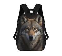 sinyumoney Zaino scuola 3D stampato per bambini (dimensioni: Leopard AI Generative), Wolf Ritrait On Dark, 17"