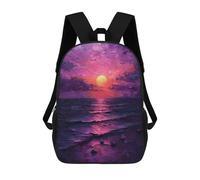sinyumoney Zaino Scuola Anime Men in Viola Moon Borsa Libri Per Ragazzi E Ragazze, Borsa Scuola, Borsa Per Studenti, Borsa Da Viaggio Affari, Borsa Da Lavoro, Viola Sunset Seascape, 17"