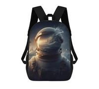 sinyumoney Zaino Scuola Bambino 17 Pollici Space Astronaut Helmet Reflection Borsa Scuola Stampato 3D Per Ragazzi (primaria E College), Stile:, 17"
