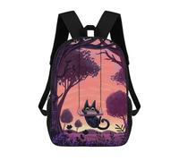 sinyumoney Zaino Scuola Bambino 17 Pollici Stampato In 3D, Uno Zaino Cool Per Viaggi, Libri E Scuola., Cat On The Swing, 17"