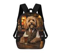 sinyumoney Zaino Scuola Fat Cat Toilet Zaino Scuola Bambino Stampato 3D Borsa Da Viaggio Alla Moda Borsa Scuola Ragazzo, Cockapoo Dog In The Pub, 17"