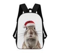 sinyumoney Zaino Scuola Natale Addax Ritratto Zaino Scuola Bambino Stampato 3D Borsa Da Viaggio Alla Moda Borsa Scuola Ragazzo, Gerbil With Santa Hat, 17"