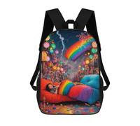 sinyumoney Zaino Scuola Neon Wolf Artwork - 1 Zaino per Bambini Stampati Zaino Da Viaggio Per Ragazzi E Ragazze Zaino Scuola, Rainbow Dreamscape -1, 17"
