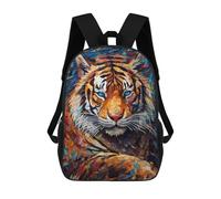 sinyumoney Zaino scuola per bambini, con stampa 3D, Penguin Animal, zaino da viaggio, zaino per il tempo libero, grande capacità, per ragazzi e ragazze, Tiger Color, 17"