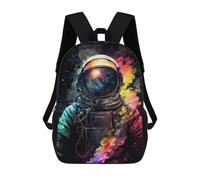 sinyumoney Zaino Scuola Per Bambini Drifting In Outer Space Zaino Alla Moda Per Adolescenti Zaino Casual Per Ragazzi E Ragazze Zaino Scuola Con Stampa 3D, Neon Astronaut, 17"