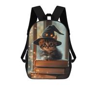 sinyumoney Zaino Scuola Per Bambini Stampato 3D Cute Panda con Bamboo Shoot Zaini, Zaini Da Viaggio Casual Grande Zaino Da Giorno Per Ragazzi, Kitten Witch On Books, 17"