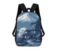 sinyumoney Zaino Scuola Per Bambini Stampato 3D Giapponese Landscape con Torii Gate And Mountain Zaini, Zaini Da Viaggio Casual Grande Zaino Da Giorno Per Ragazzi, Japanese House With Mount Fuji, 17"