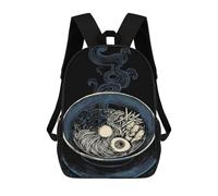 sinyumoney Zaino Scuola Per Bambini Stampato 3D Giapponese Landscape con Torii Gate And Mountain Zaini, Zaini Da Viaggio Casual Grande Zaino Da Giorno Per Ragazzi, Detailed Ramen Bowl Illustrazione