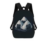 sinyumoney Zaino Scuola Per Bambini Stampato 3D Giapponese Landscape con Torii Gate And Mountain Zaini, Zaini Da Viaggio Casual Grande Zaino Da Giorno Per Ragazzi, Three Onigiri Illustrazione On Dark