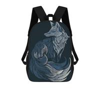sinyumoney Zaino Scuola Per Bambini Stampato 3D Giapponese Landscape con Torii Gate And Mountain Zaini, Zaini Da Viaggio Casual Grande Zaino Da Giorno Per Ragazzi, Stilized Fox Illustrazione, 17"