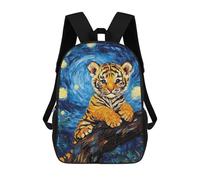 sinyumoney Zaino Scuola Per Bambini Stampato In 3D Duck in Starry Night Zaini Da Viaggio Casual Grande Zaino Da Giorno Per Ragazzi, Tiger Cub In Starry Night Style, 17"