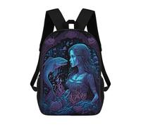 sinyumoney Zaino Scuola Per Bambini Wolves in The Moonlit Forest Zaino Scuola Alla Moda Zaino Da Viaggio Unisex Alla Moda Zaino 3D Cool, Mermaid's Enchanted Underwater Realm, 17"