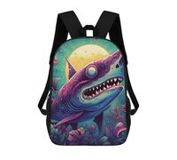 sinyumoney Zaino Scuola Stampato 3D Con Grandi Tasche Per Bambini, Zaini Bambini, Borse Scuola Per Bambini, Underwater Fantasy Bioluminescent Shark, 17"