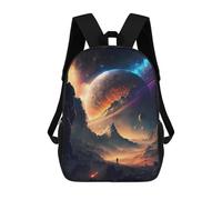 sinyumoney Zaino Scuola Stampato 3D Galactic Twilight Coppia Libro Zaini Alla Moda Grande Capacità Zaini Da Viaggio Per Bambini, Crack Planet Landscape, 17"