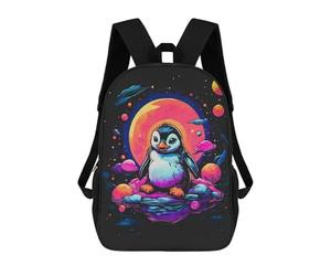 sinyumoney Zaino Scuola Stampato 3D Per Bambini Aurora Crowned Polar Bears, Grande Capacità, Ideale Per Viaggi, Alla Moda E Casual, Baby Penguin, 17"