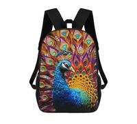 sinyumoney Zaino Scuola Stampato 3D Per Bambini Colorful Deer Ritratto-12, Zaino Da Viaggio Ad Alta Capacità Per Bambini, Libri, Borsa Da Scuola, Colorful Peacock Artwork-5, 17"