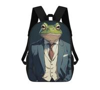 sinyumoney Zaino Scuola Stampato 3D Per Bambini CoolCatNumeroDos Borse Per Libri, Borse Da Viaggio Scuola Grande Capacità Per Bambini/Studenti/Adulti, Happy Frog In Suit, 17"