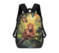 sinyumoney Zaino Scuola Stampato 3D Per Bambini Monkey Family in Jungle Borse Per Libri, Borse Da Viaggio Scuola Grande Capacità Per Bambini/Studenti/Adulti, Scimmia Family In Jungle, 17"