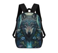 sinyumoney Zaino Scuola Stampato 3D Per Bambini Moonlight Geisha Borse Per Libri, Borse Da Viaggio Scuola Grande Capacità Per Bambini/Studenti/Adulti, Mandala Wolf In Jungle, 17"