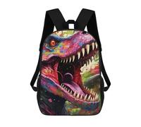 sinyumoney Zaino Scuola Stampato 3D Per Bambini Vibrante Retro Gaming Collage -3, Zaino Da Viaggio Ad Alta Capacità Per Bambini, Libri, Borsa Da Scuola, Colorful Dinosaur Artwork -2, 17"