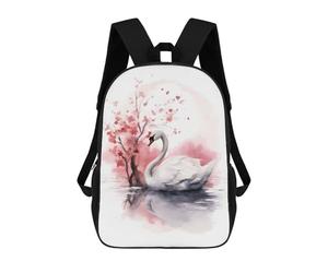 sinyumoney Zaino Scuola Stampato 3D Zaino Per Bambini Cani Borse Per Libri Grande Capacità Borse Da Scuola E Da Viaggio Per Bambini/Studenti/Adulti, Swan Watercolor, 17"