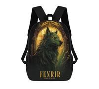 sinyumoney Zaino Stampato 3D Per Bambini Artemis Borsa Da Scuola Leggero E Alla Moda Per Viaggi E Studi, Fenrir, 17"