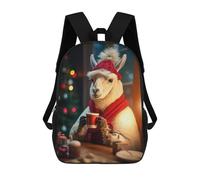 sinyumoney Zaino stampato 3D per bambini carino Spooky Ghost Holding A Lantern, zaino alla moda per scuola, viaggi e tempo libero, grande zaino per ragazzi e ragazze, Llama Coffee Christmas, 17"